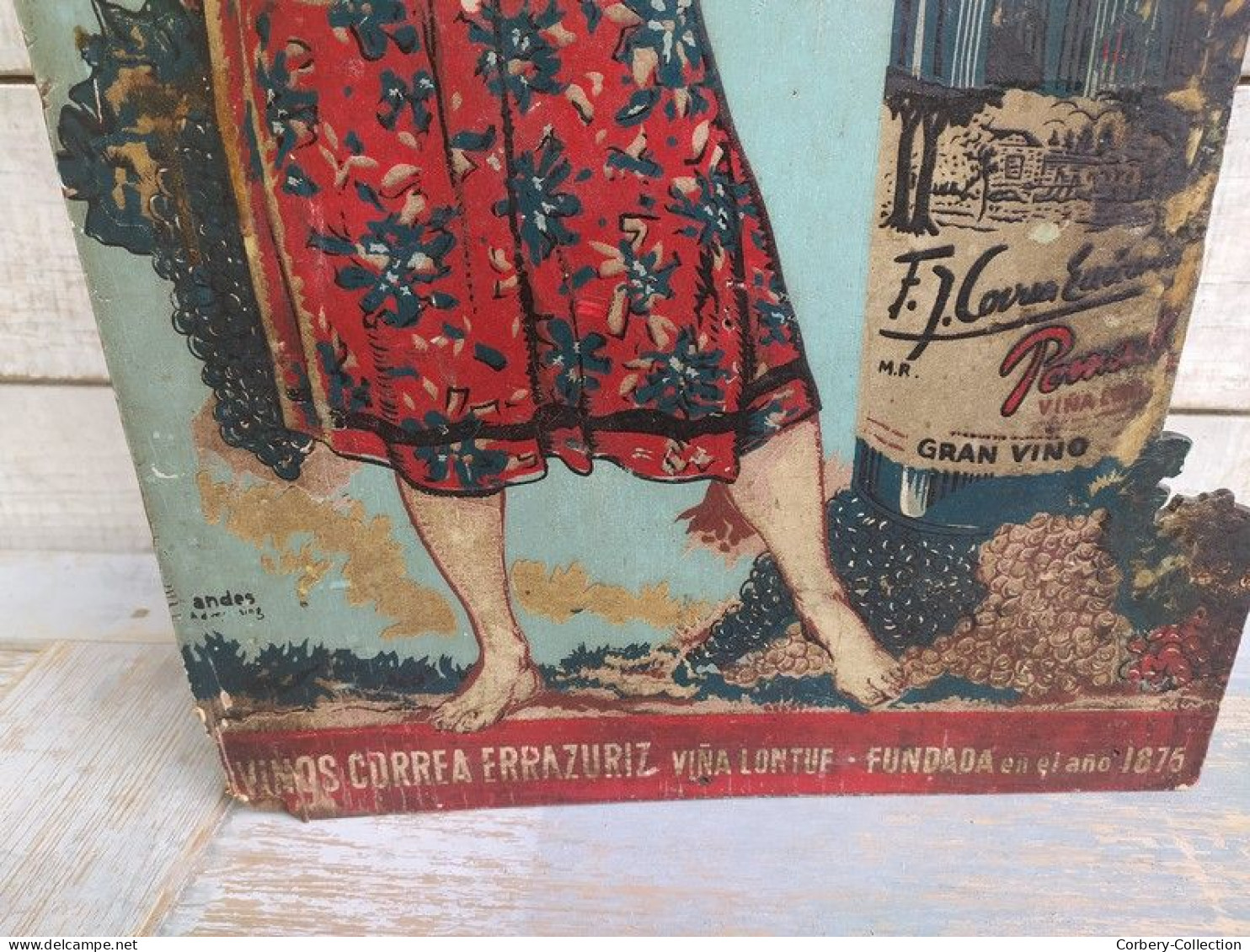 Ancien PLV Publicitaire Vin Chili Correa Errazuriz ca1940