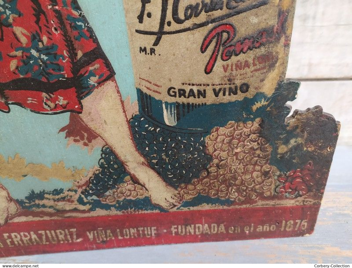 Ancien PLV Publicitaire Vin Chili Correa Errazuriz ca1940