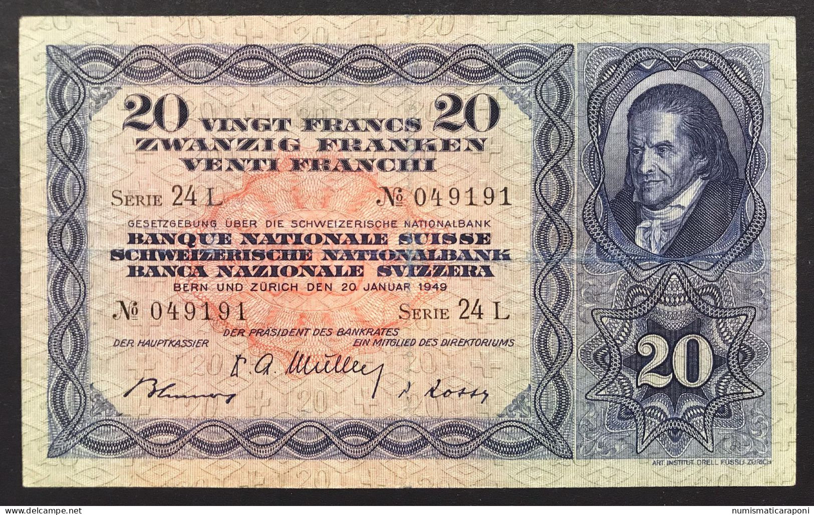 Svizzera Suisse Switzerland 20 Francs Franken Franchi 1949 LOTTO 1054 - Switzerland