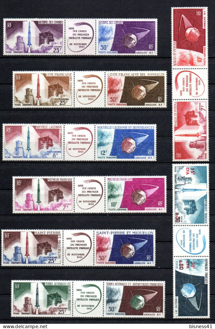 Col38 Colonie Série Coloniale 1966 Lancement Satellite Tryptique Neuf X MH Cote : 118,00€ - 1966 Lancement 1e Satellite Française à Hammaguir