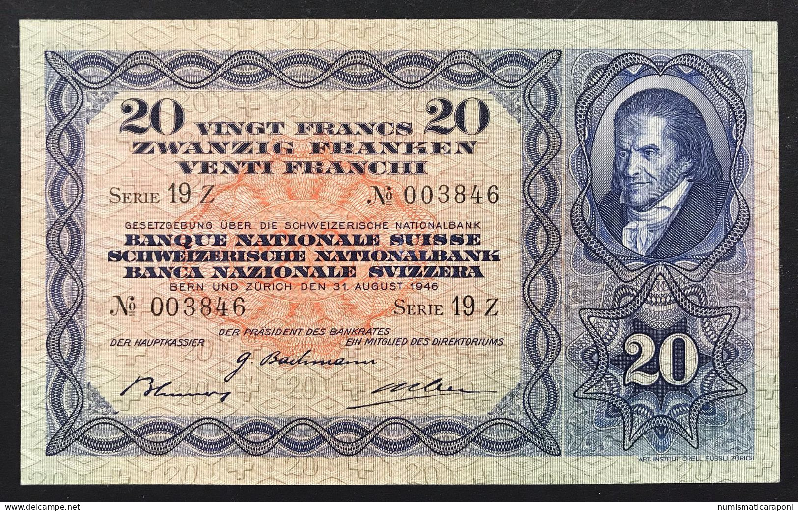 Svizzera Suisse Switzerland 20 Francs Franken Franchi 1946 LOTTO 1097 - Switzerland