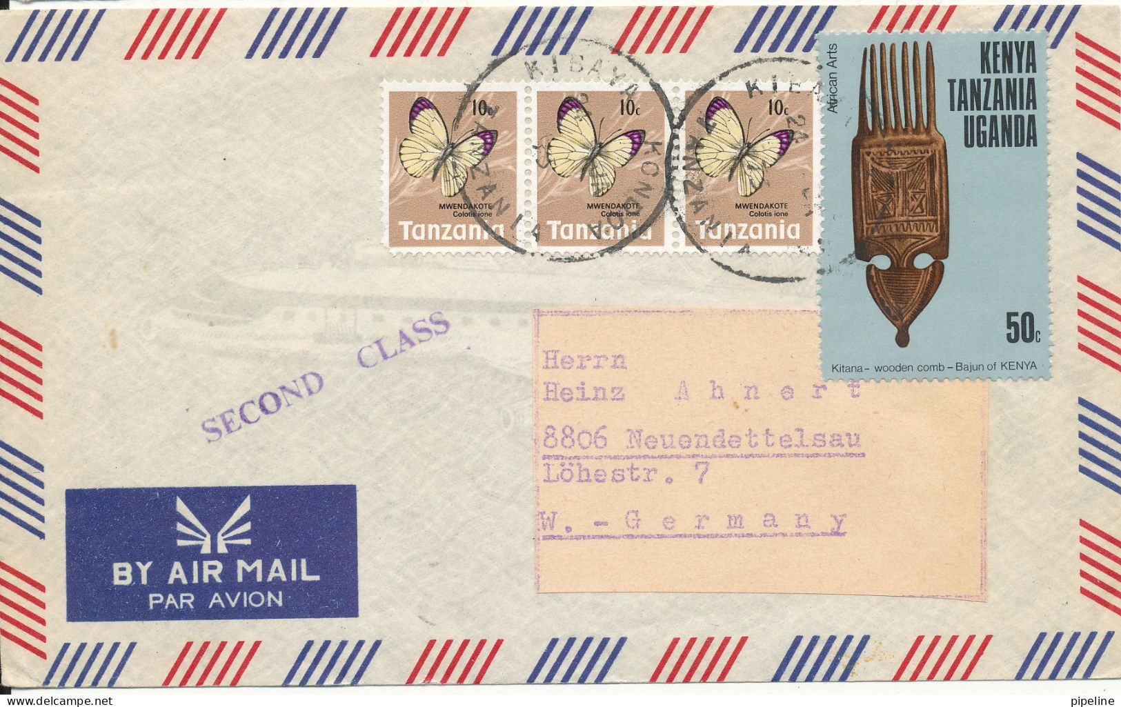 Kenya, Uganda & Tanzania Air Mail Cover Sent Second Class To Germany - Kenya, Ouganda & Tanzanie