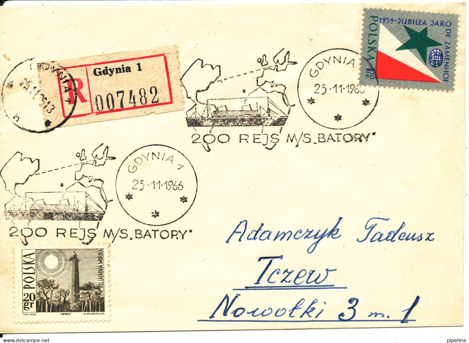 Poland Cover With Special Ship Cancel 200 Rejs M/S Batory And With ESPERANTO Stamp - Cartas & Documentos