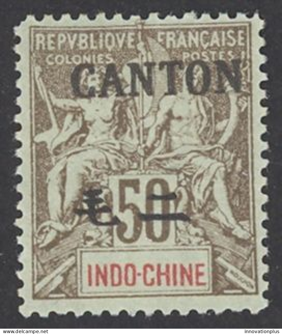 France-Offices In China Canton Sc# 27 MH 1904 50c Brown, Azure Overprint - Nuevos