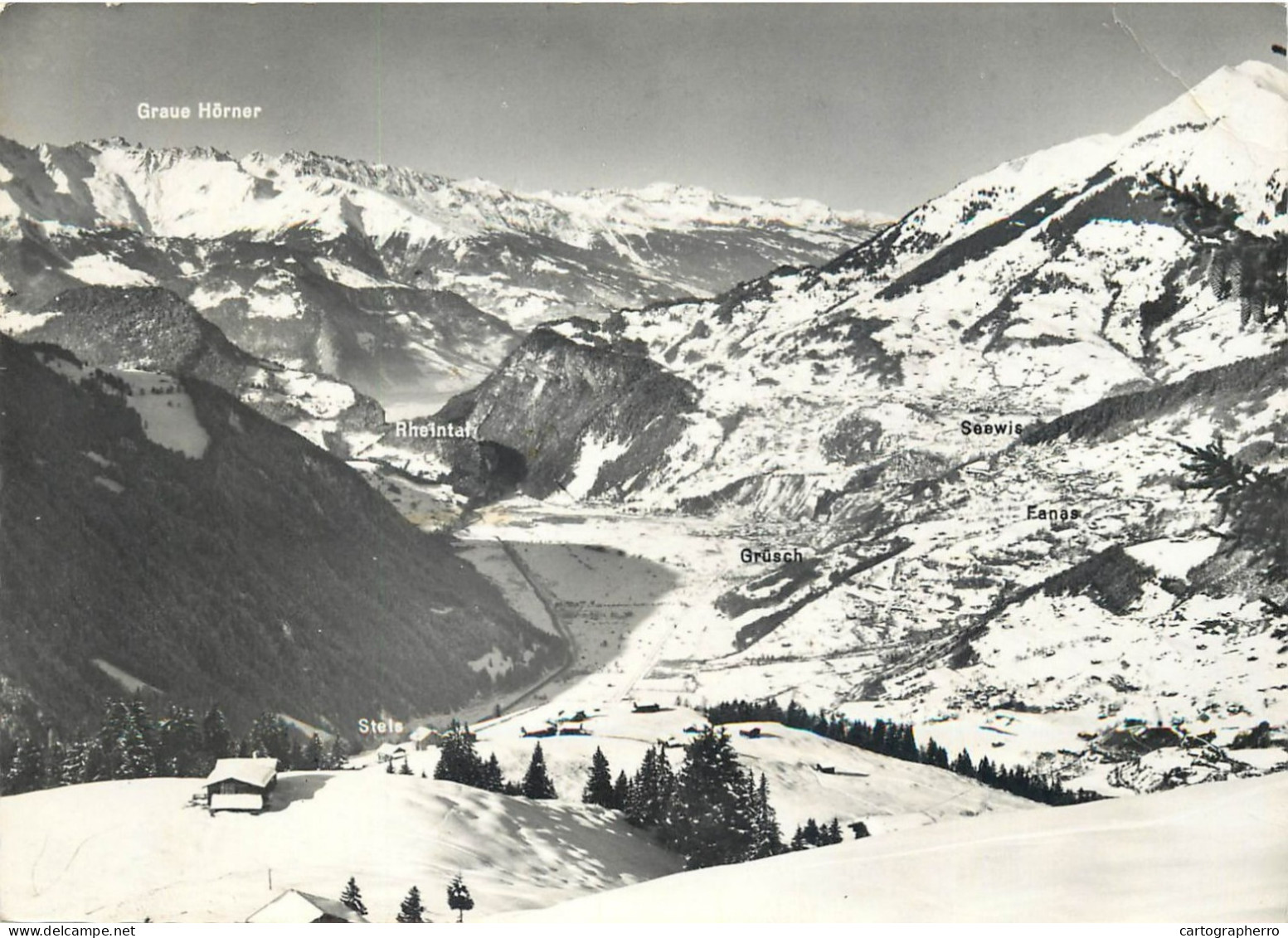 Switzerland Stels Ob Schiers Graue Horner Winter Scenery Panoramic View - Schiers