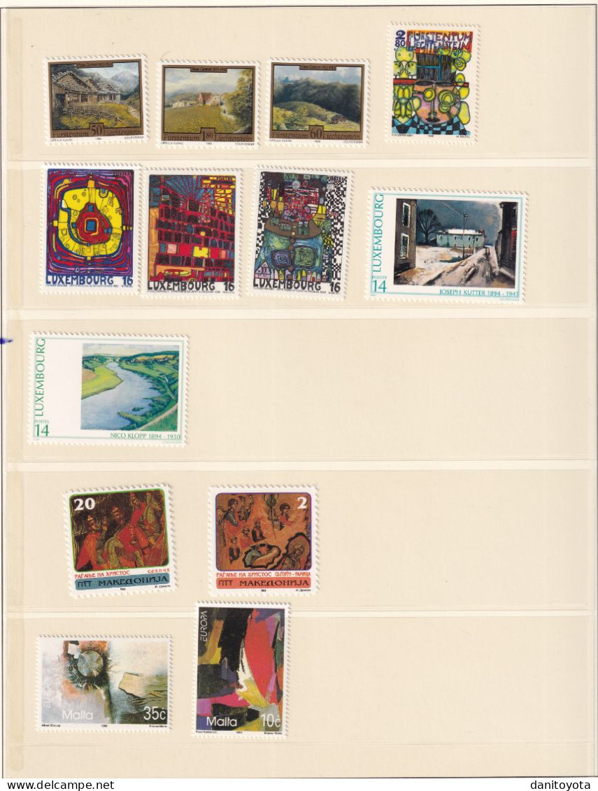 Tema Pintura. Colección de sellos montada en 15 hojas Lindner