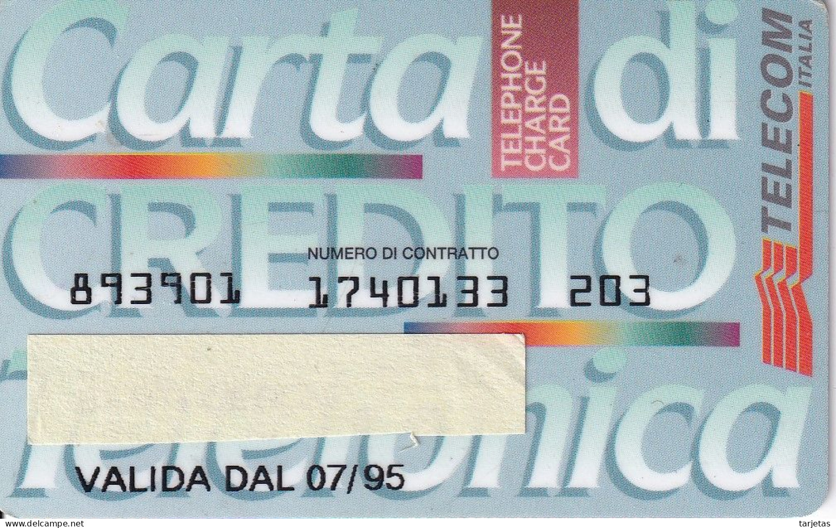 TARJETA DE ITALIA CON BANDA MAGNETICA DE TELECOM - PERSONAL - Usos Especiales