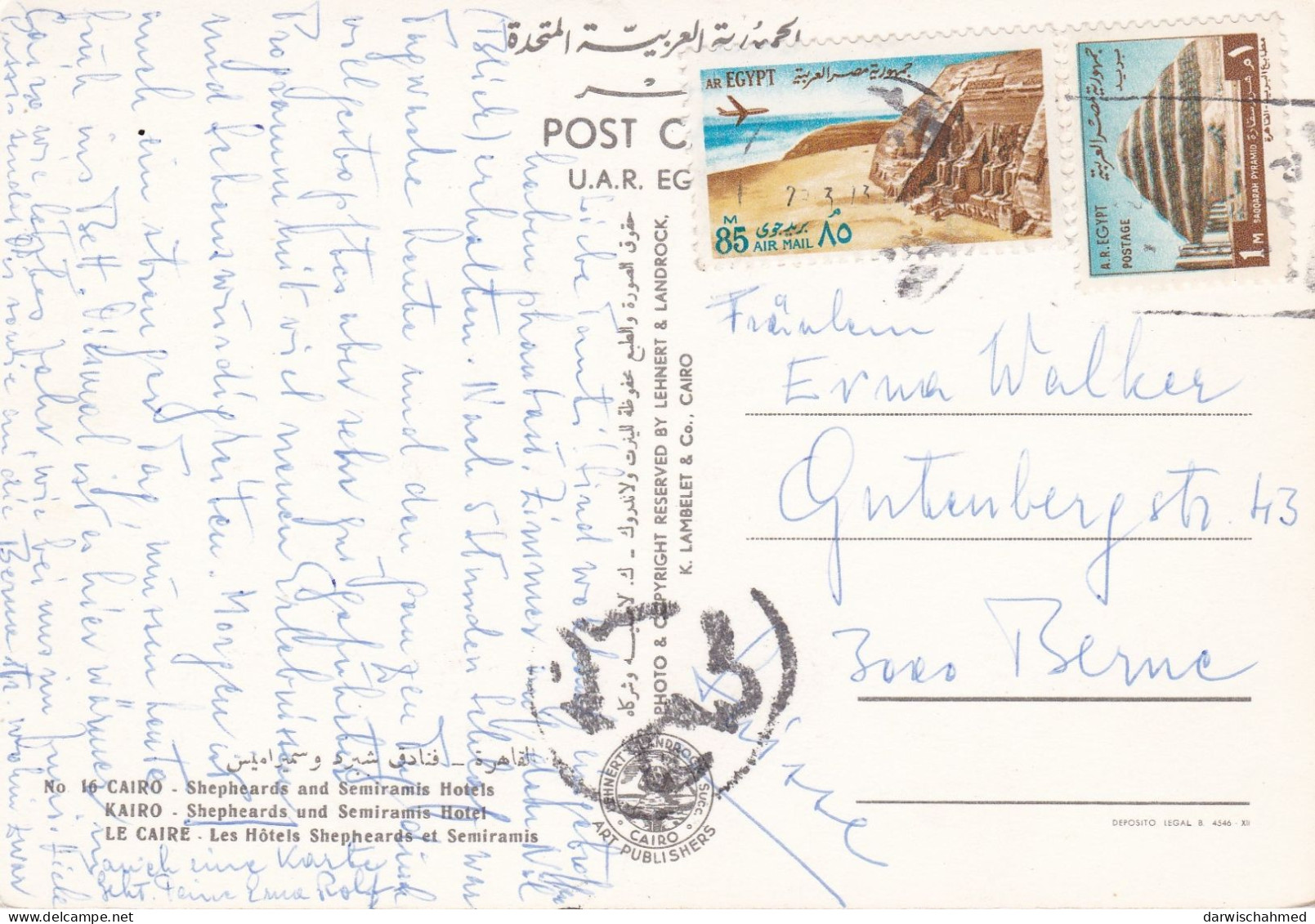 - ÄGYPTEN - EGYPT - DYNASTIE- ÄGYPTOLOGIE - AIR MAIL - LUFTPOST -ANSICHTSKARTEN - POST CARD - - Sphinx