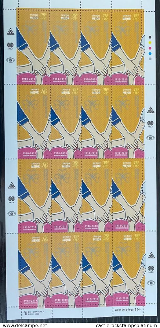 P) 2010 ARGENTINA, 200TH ANNIVERSARY WORLD GUIDISM, ALWAYS BETTER, FULL SHEET, COLOR PALETTE, MNH - Other & Unclassified