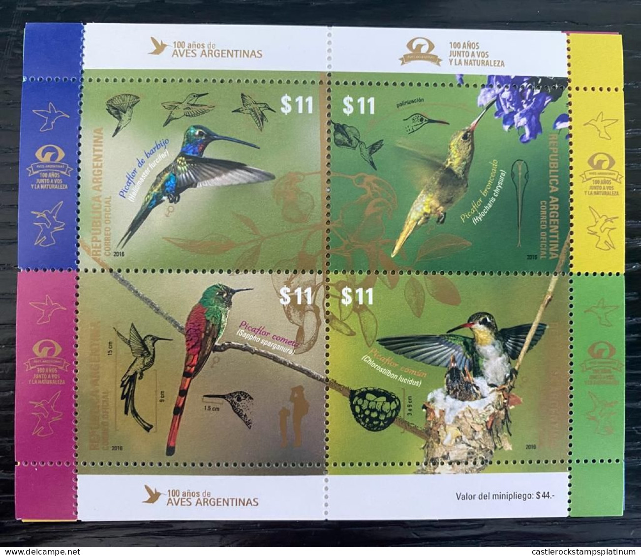 P) 2016 ARGENTINA, BIRDS, 100TH ANNIVERSARY OF AVES ARGENTINAS,  MINISHEET, MNH - Sonstige & Ohne Zuordnung