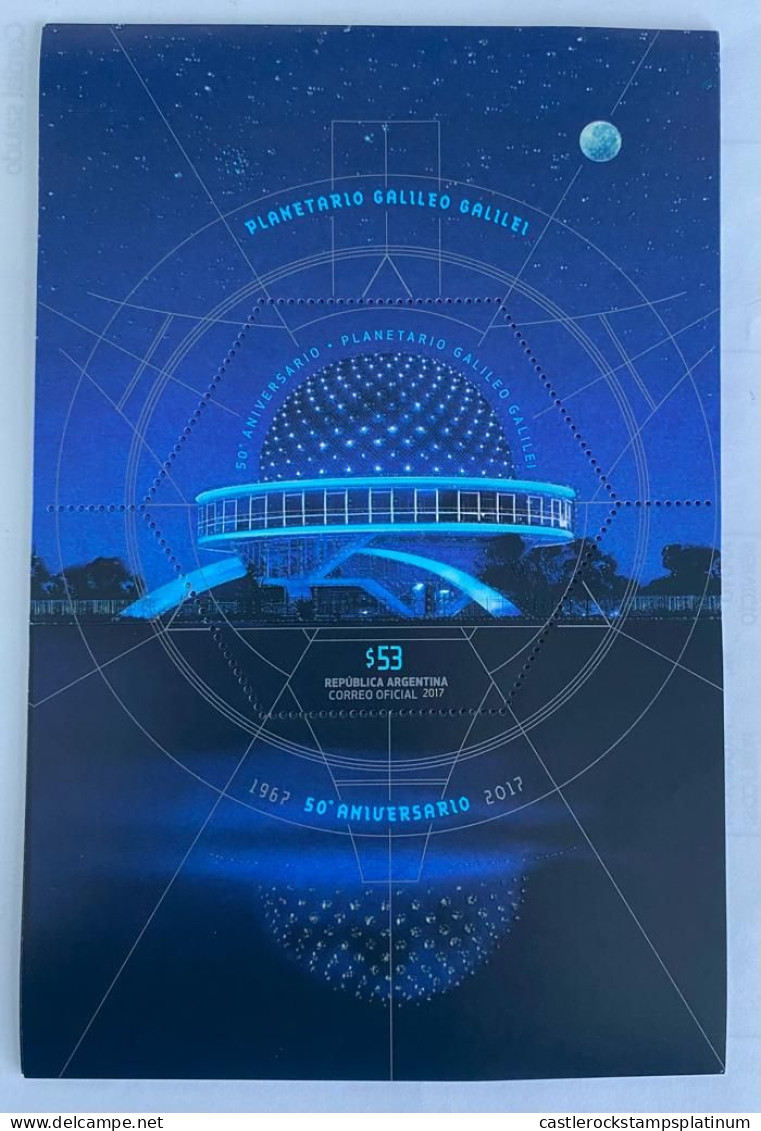 P) 2017 ARGENTINA, 50TH ANNIVERSARY OF THE GALILEO PLANETARIUM, SOUVENIR SHEET, MNH - Sonstige & Ohne Zuordnung