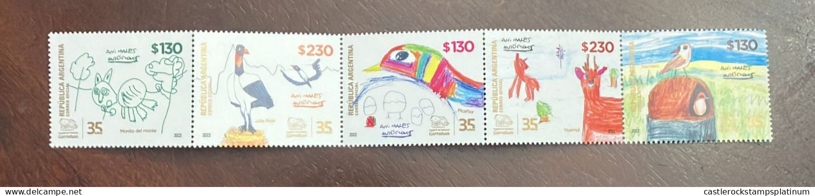 P) 2022 ARGENTINA, CHILDREN'S ART, ANNIVERSARY GARRAHAN PEDIATRIC HOSPITAL, COMPLETE STRIP, MNH - Autres & Non Classés