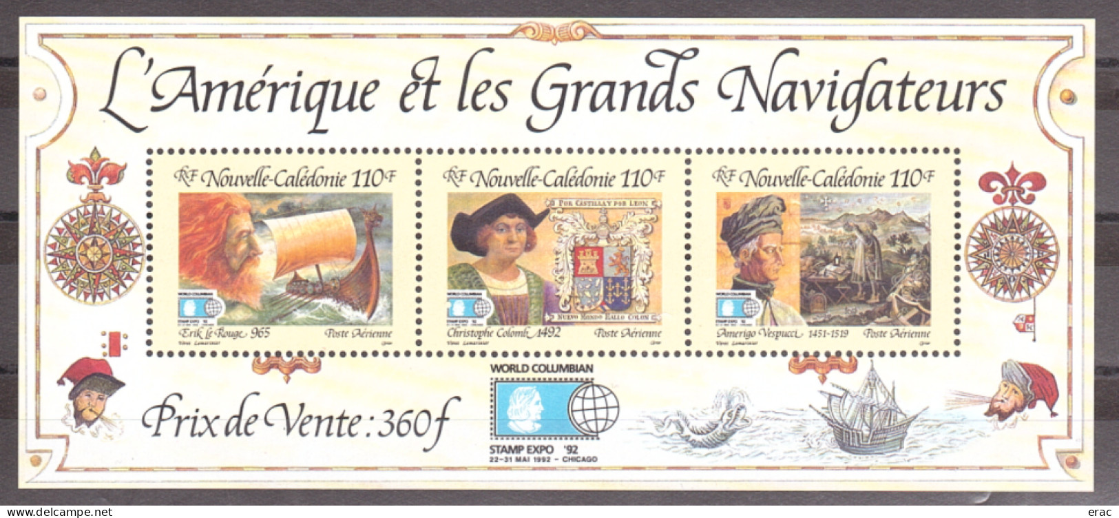 Nouvelle-Calédonie - 1992 - BF N° 14 - Neuf ** - L'Amérique Et Les Grands Navigateurs - Blocs-feuillets