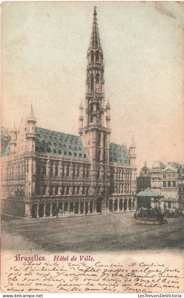 BELGIQUE - Bruxelles - Hôtel De Ville - Colorisé - Carte Postale Ancienne - Piazze