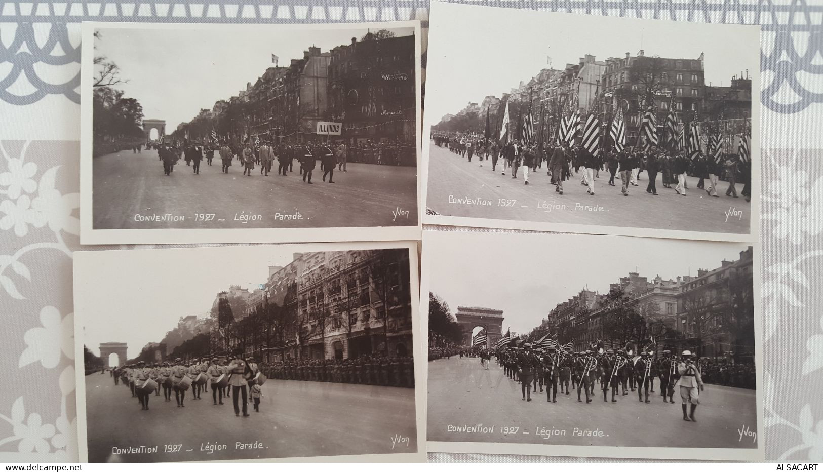 Serie De 8 Cartes Photo De La Convention 1927 , Légion Parade , Voiture Avec Pershing Et Foch - Konvolute, Lots, Sammlungen