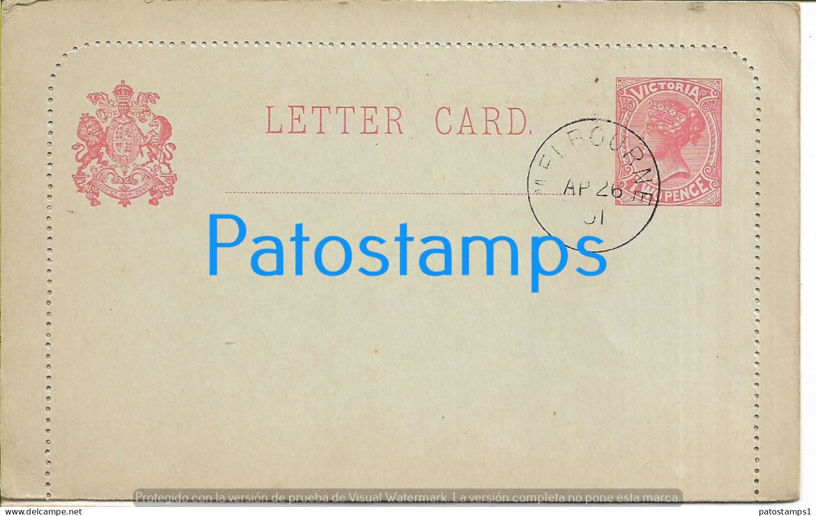 214504 AUSTRALIA VICTORIA MELBOURNE CANCEL POSTAL STATIONERY NO POSTCARD - Postal Stationery