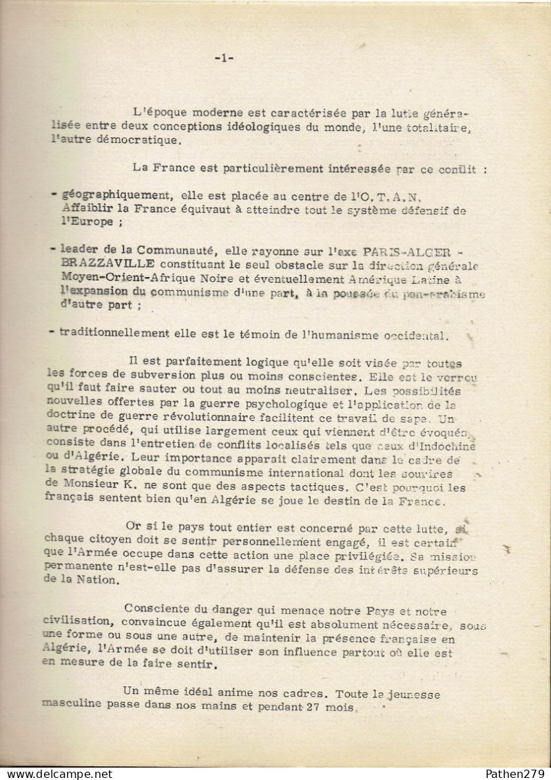 Documentation Sur L'Action Psychologique Et L'Arme Psychologique - ESAA Nimes 1958/1960 - 2 Fascicules - Autres & Non Classés