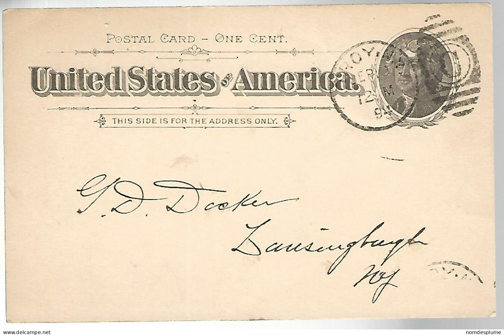 52917 ) USA Postal Stationery  Troy Postmark Duplex 1894 - ...-1900