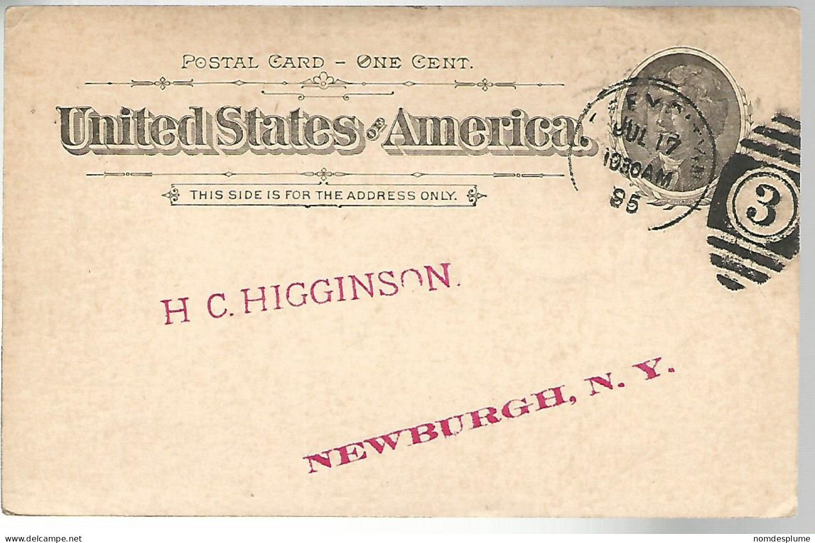 52929 ) USA Postal Stationery Newburgh Postmark Duplex 1895 - ...-1900