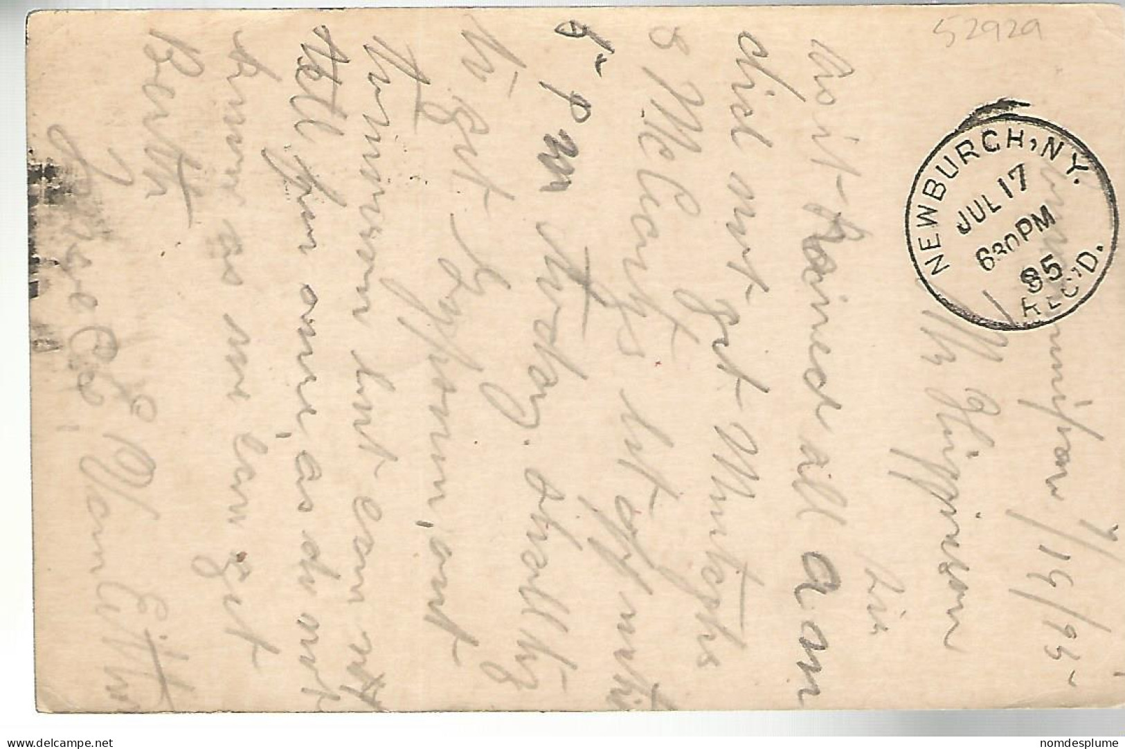 52929 ) USA Postal Stationery Newburgh Postmark Duplex 1895 - ...-1900