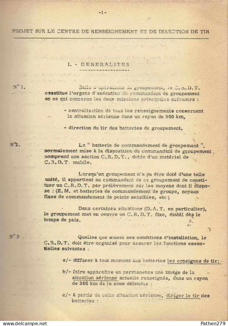 Documentation Sur Le Projet Sur Le Centre De Renseignement Et De Direction De Tir - ESAA Nimes 1958 - Other & Unclassified