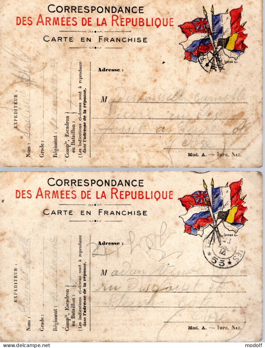 2 Cartes De Correspondance Des Armées De La République (écrites) - Sammlungen & Sammellose