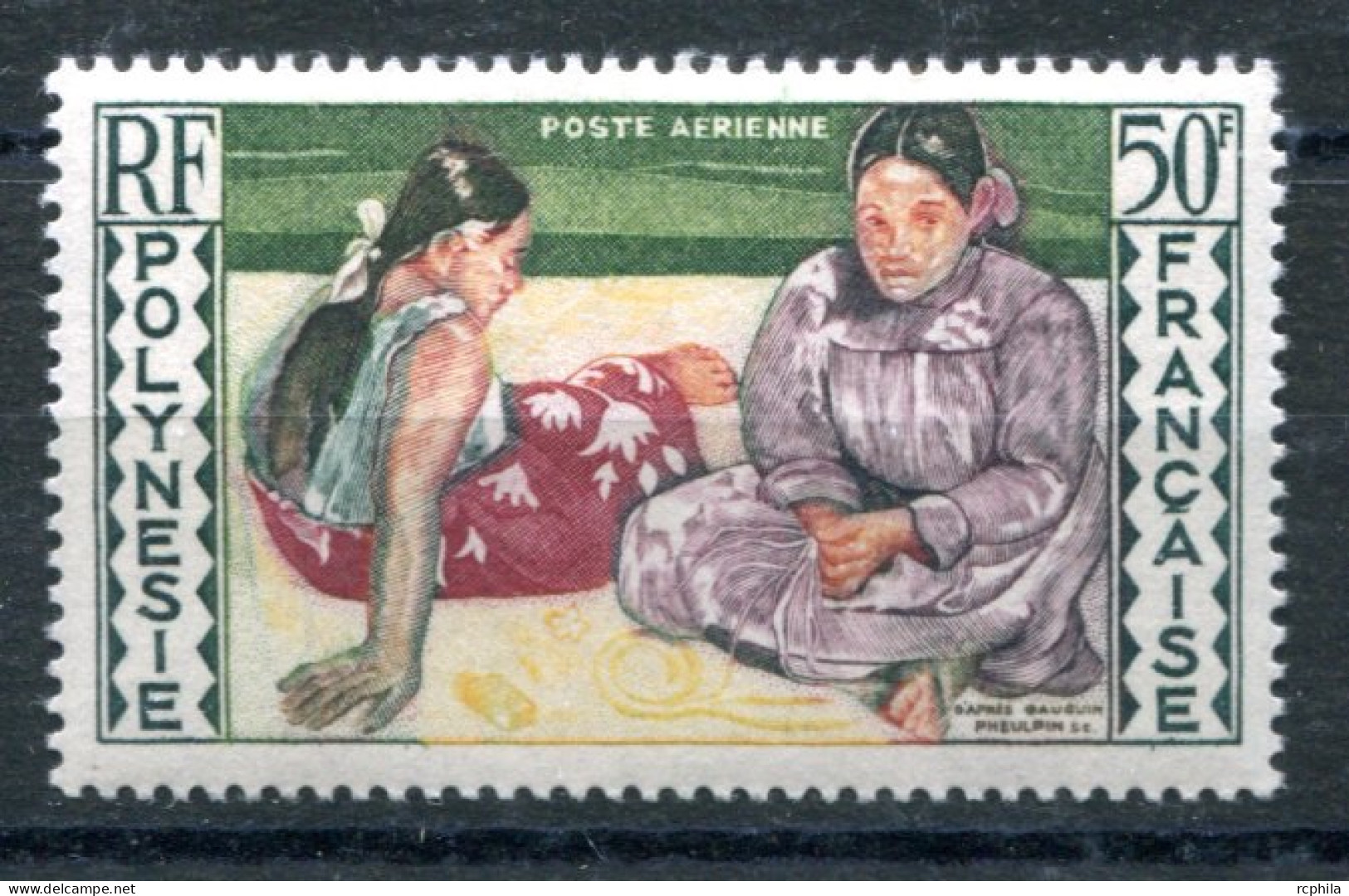 RC 25797 POLYNÉSIE COTE 11,50€ PA N° 2 TAHITIENNES PAR GAUGUIN NEUF * MH TB - Unused Stamps