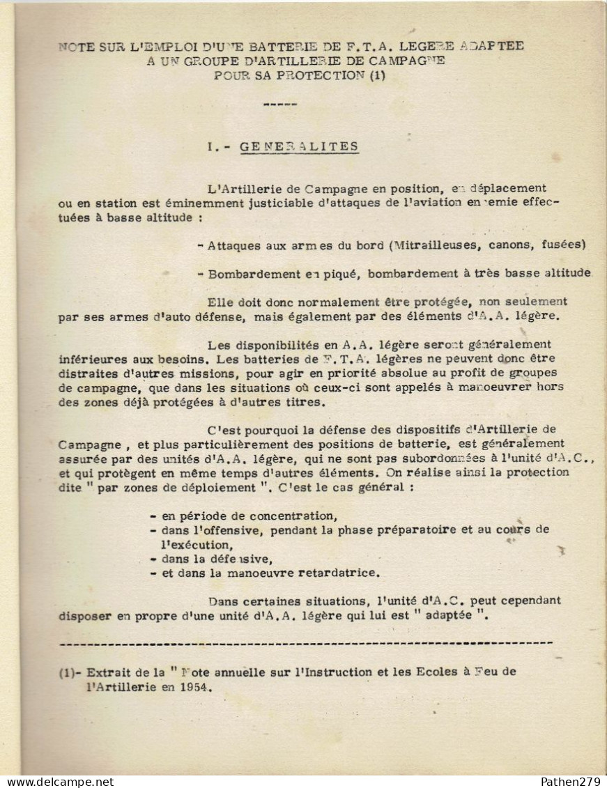 Cour De Perfectionnement Par Correspondance Pour Officier Des Unités D'artillerie Anti-aériennes Légère- ESAA Nimes 1960 - Otros & Sin Clasificación