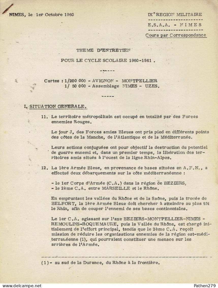 Cour De Perfectionnement Par Correspondance Pour Officier Des Unités D'artillerie Anti-aériennes Légère- ESAA Nimes 1960 - Sonstige & Ohne Zuordnung