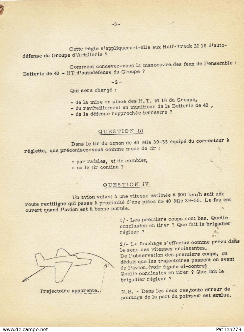Cour de perfectionnement par correspondance pour officier des unités d'artillerie anti-aériennes légère- ESAA Nimes 1960