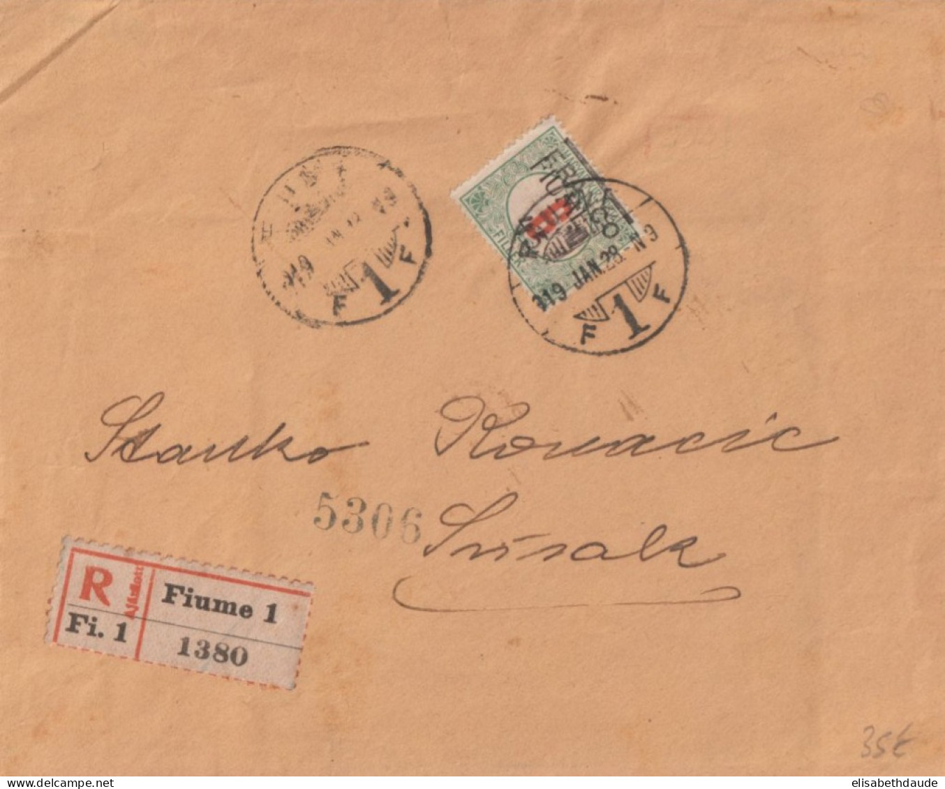 1919 - FIUME ! - ENVELOPPE RECOMMANDEE => SUSAK - Fiume