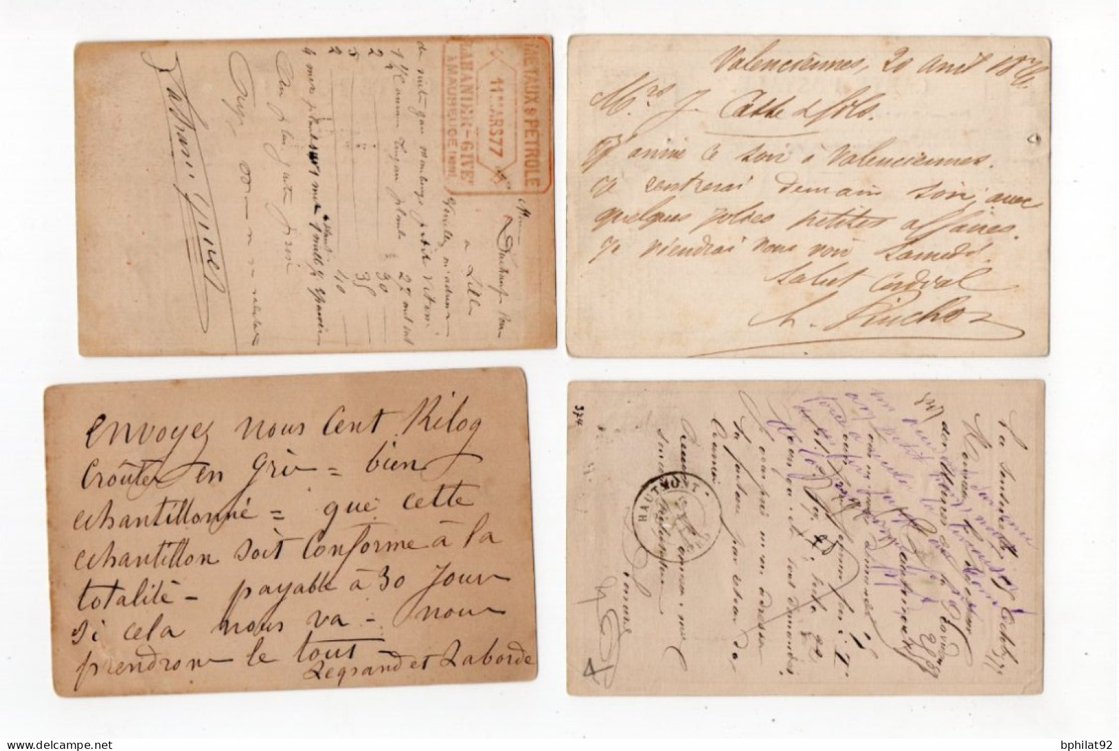 !!! LOT DE 4 CARTES PRECURSEUR CERES ET SAGE CACHETS DE MAUBEUGE, LE QUESNOY, TRITH ST LEGER, VALENCIENNES (NORD) - Cartes Précurseurs