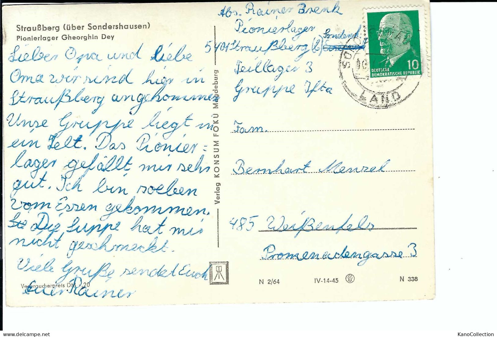Straußberg über Sondershausen, DDR, Pionierlager Gheorghin Dey, Gelaufen - Sondershausen