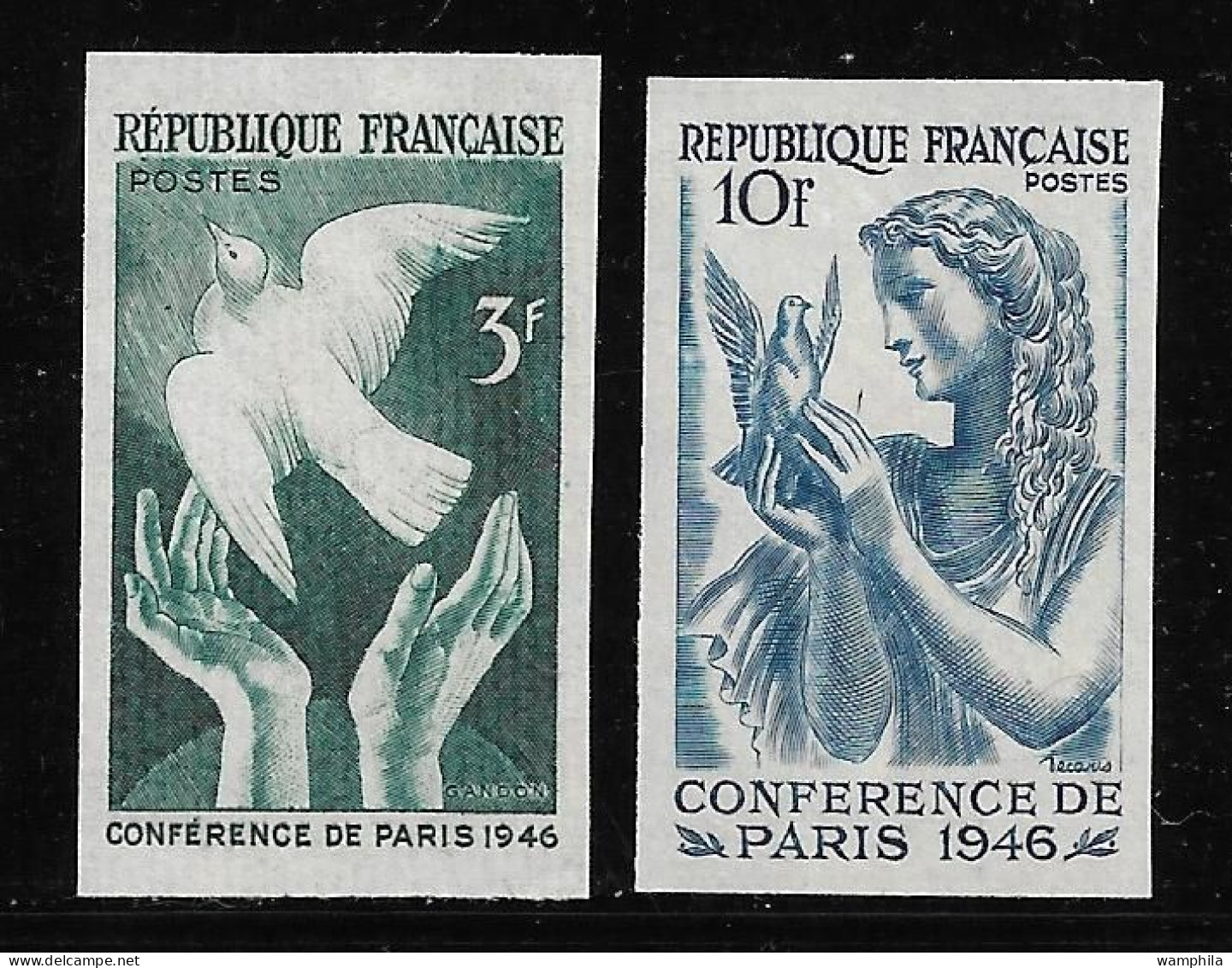 France. Conférence De La Paix, N°761/762** Non Dentelés. Cote 110€. - 1941-1950