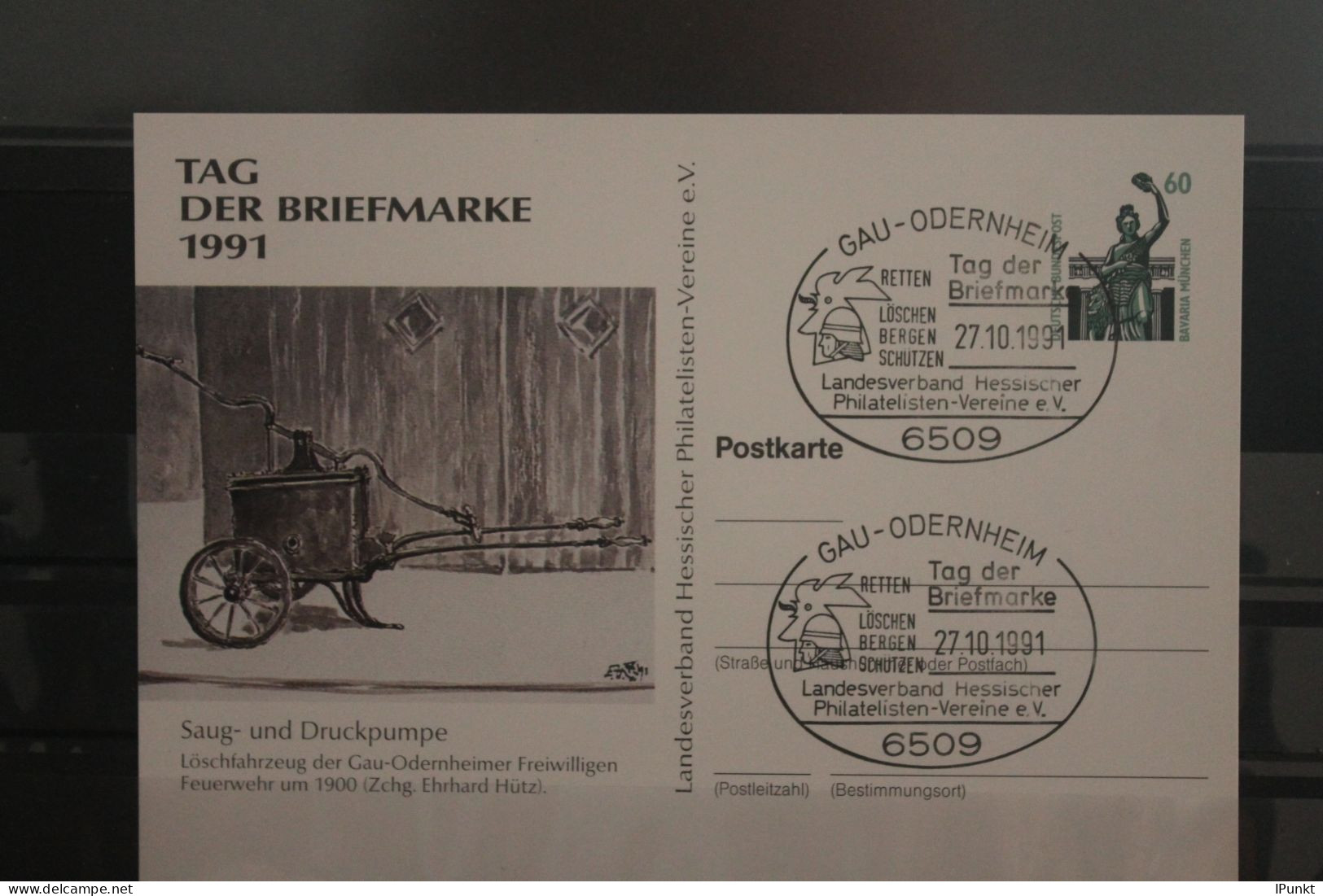 Deutschland 1991;Ganzsache Tag Der Briefmarke:Feuerwehr Gau-Odernheim, SST - Postales Privados - Usados