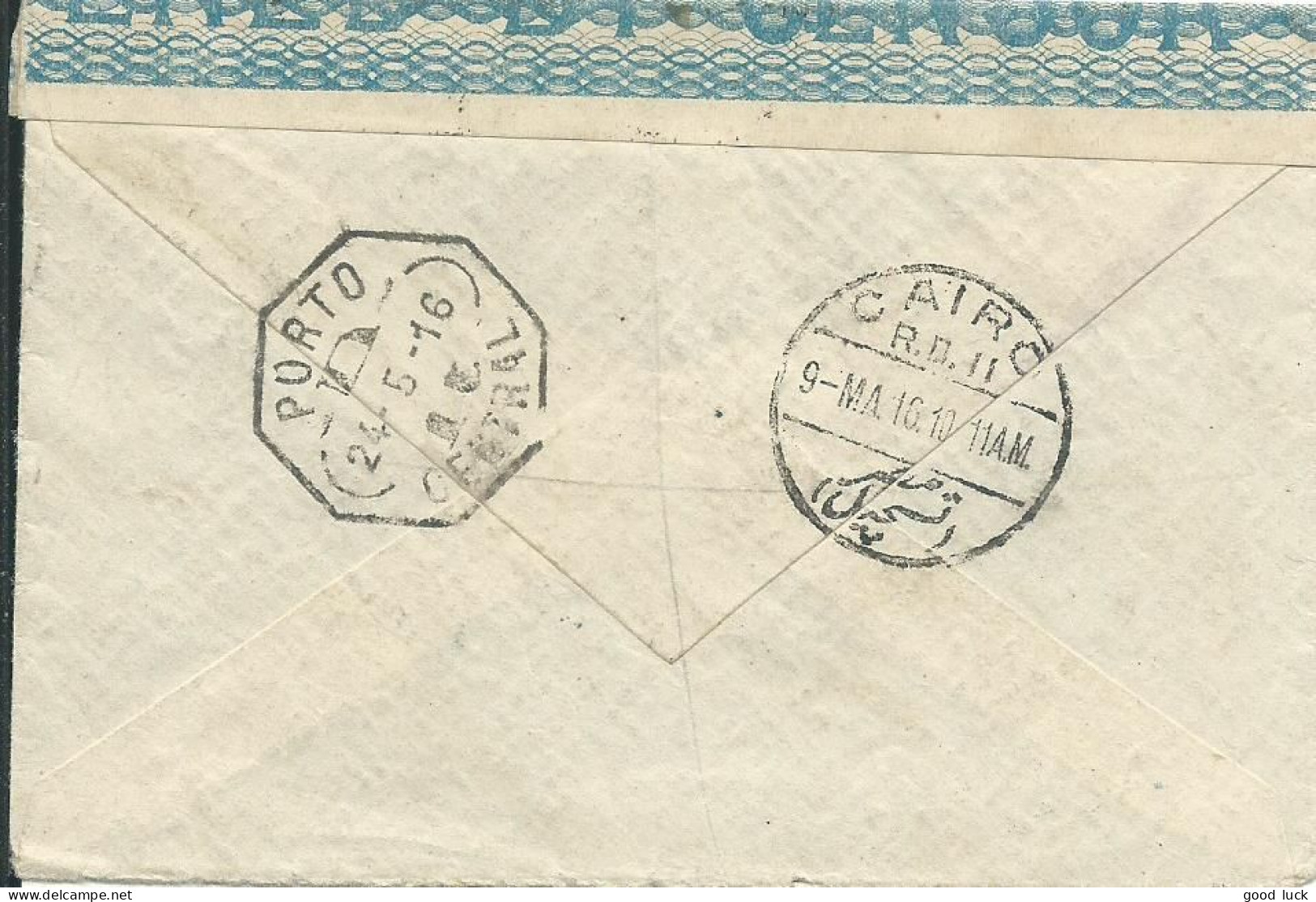 EGYPTE LETTRE CENSURE LE CAIRE POUR FOZ DO DOURO ( PORTUGAL ) DE 1916 LETTRE COVER - 1915-1921 Protectorat Britannique