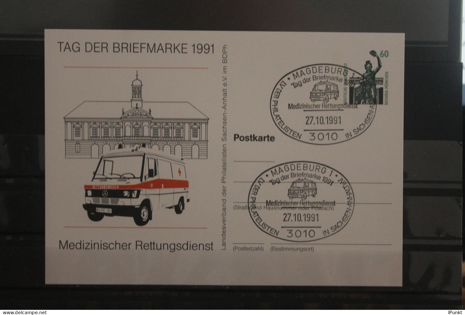 Deutschland 1991;Ganzsache Tag Der Briefmarke:  Medizinischer Rettungsdienst; SST Magdeburg - Privatpostkarten - Gebraucht