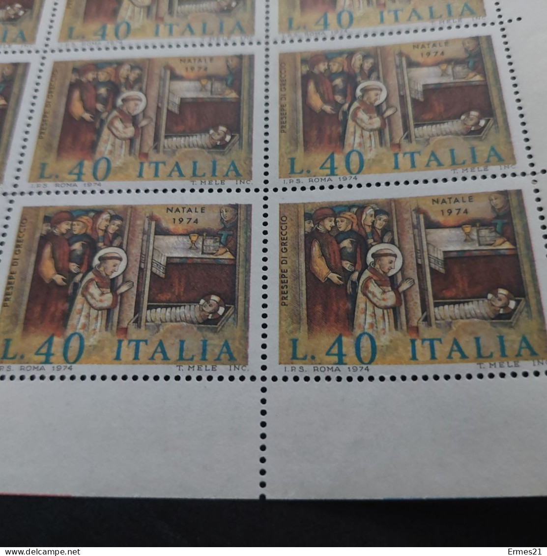 Francobolli 1974. Natale 1974. Condizioni Eccellenti. Nuovo. Valore Lire 40×50pz. - Hojas Completas