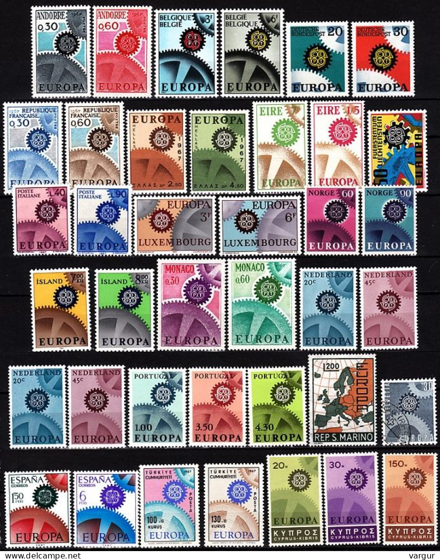 EUROPA CEPT 1967 Complete Collection: 19 Countries, MNH (1v Used) - Años Completos