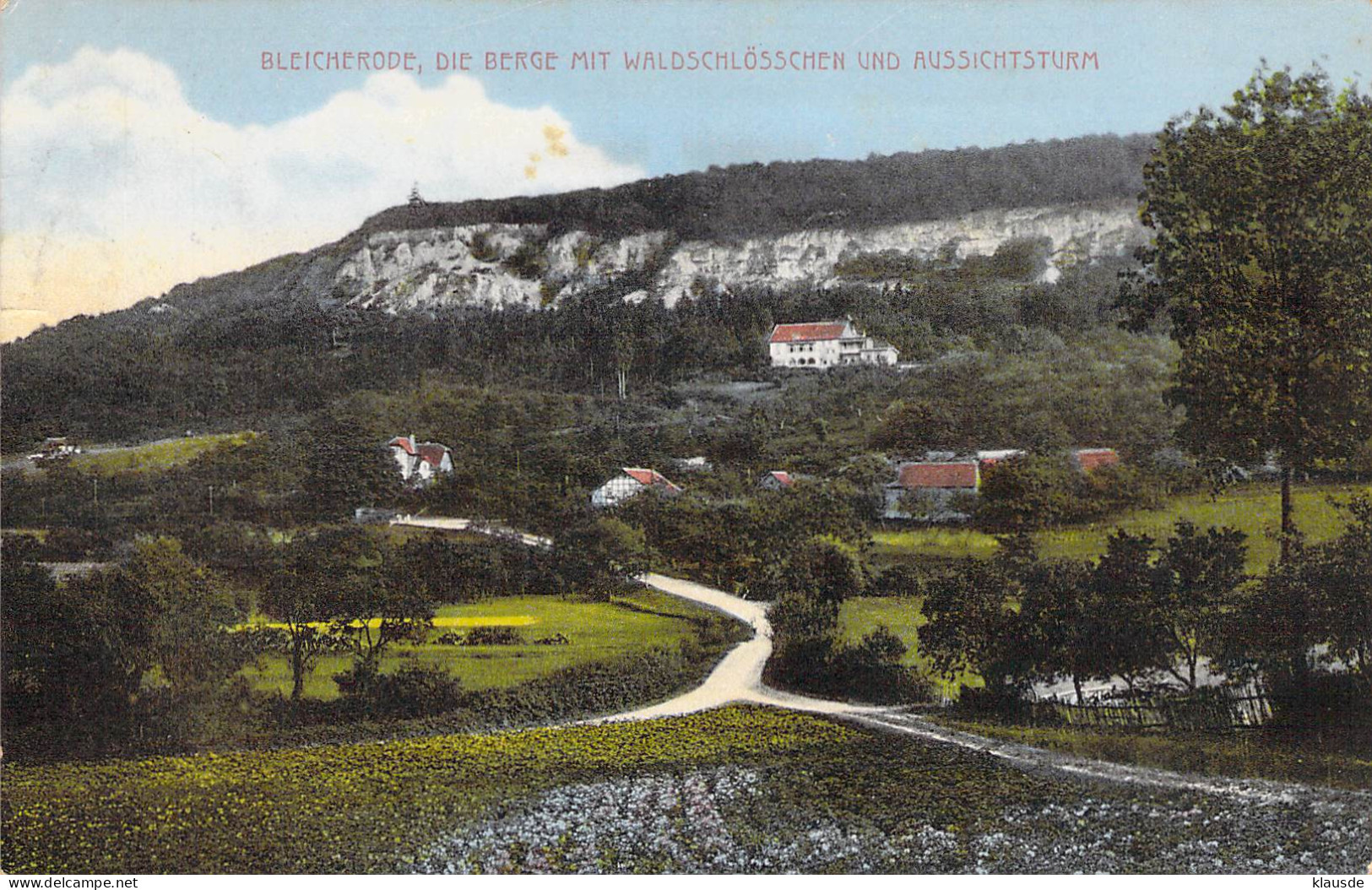 Bleicherode - Die Berge Mit Waldschlösschen Und Aussichtsturm Gel.1913 - Bleicherode