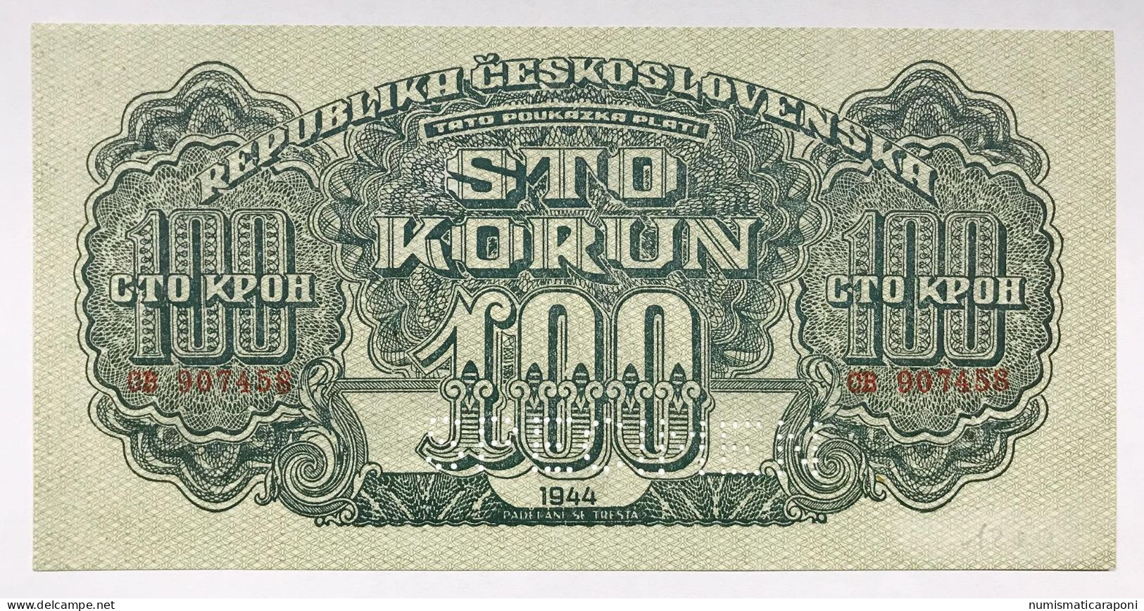 Ceskoslovenska CECOSLOVACCHIA  Czechoslovakia 100 KORUN Specimen Pick#48 S Lotto 2492 - República Checa