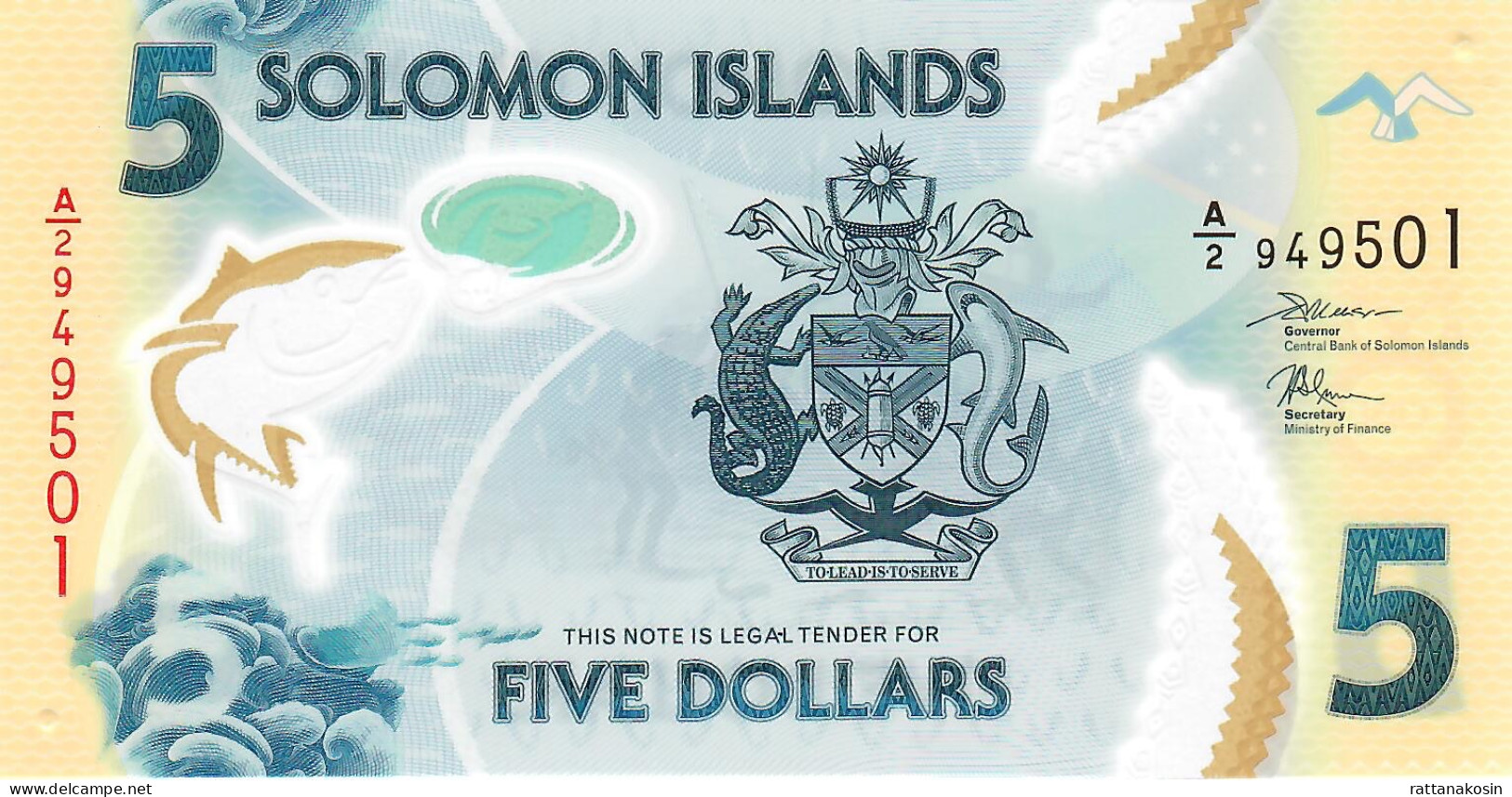 SOLOMONS ISLANDS NLP 5 DOLLARS 2019 #A/2  UNC. - Salomons