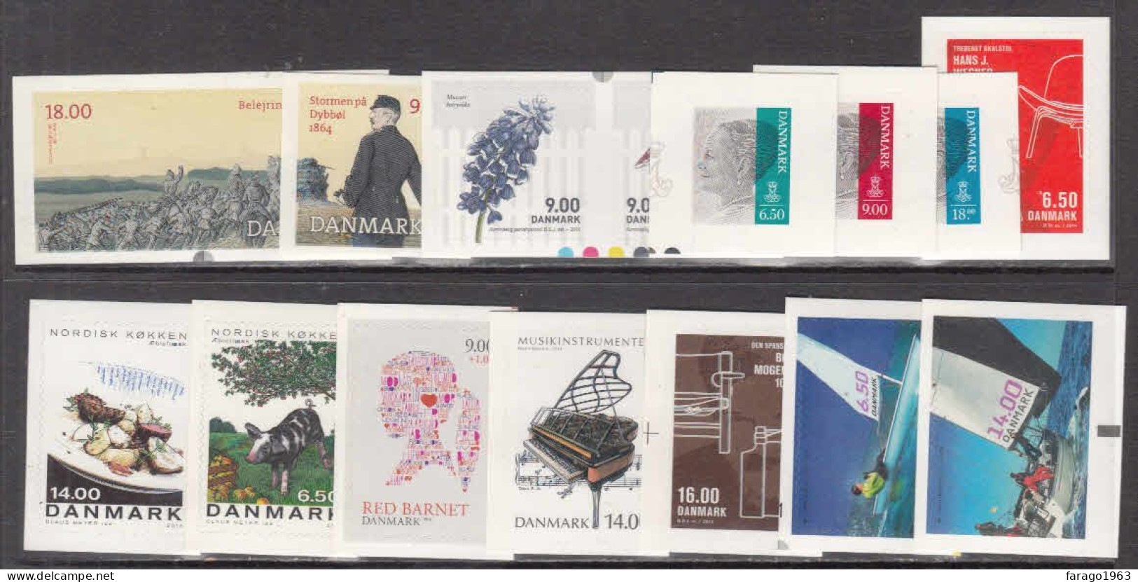 2014 Denmark Collection Of 15 Different Stamps MNH @ BELOW FACE VALUE - Unused Stamps