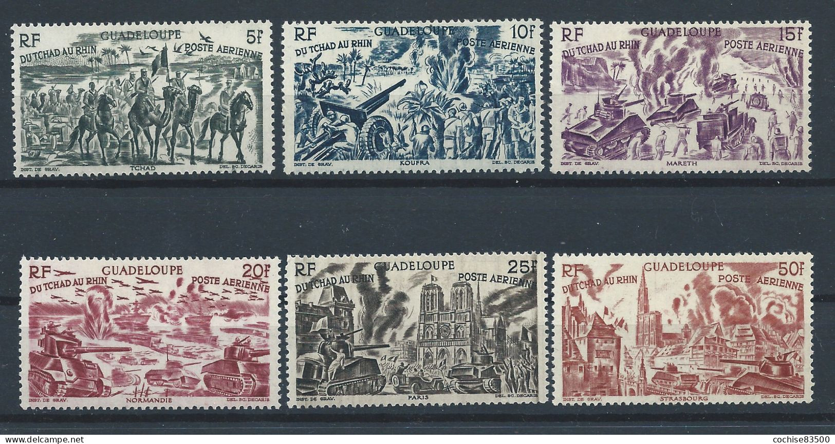 Guadeloupe PA N°7/12** (MNH) 1946 - Tchad Au Rhin - Poste Aérienne