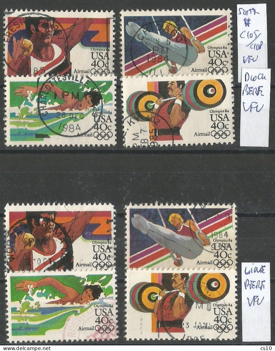 USA 1983 Summer Olympic Games Los Angeles CA SC.#C105/8 Cpl 4+4v Set Line + Block Perf. - All In VFU Condition - 3a. 1961-… Oblitérés