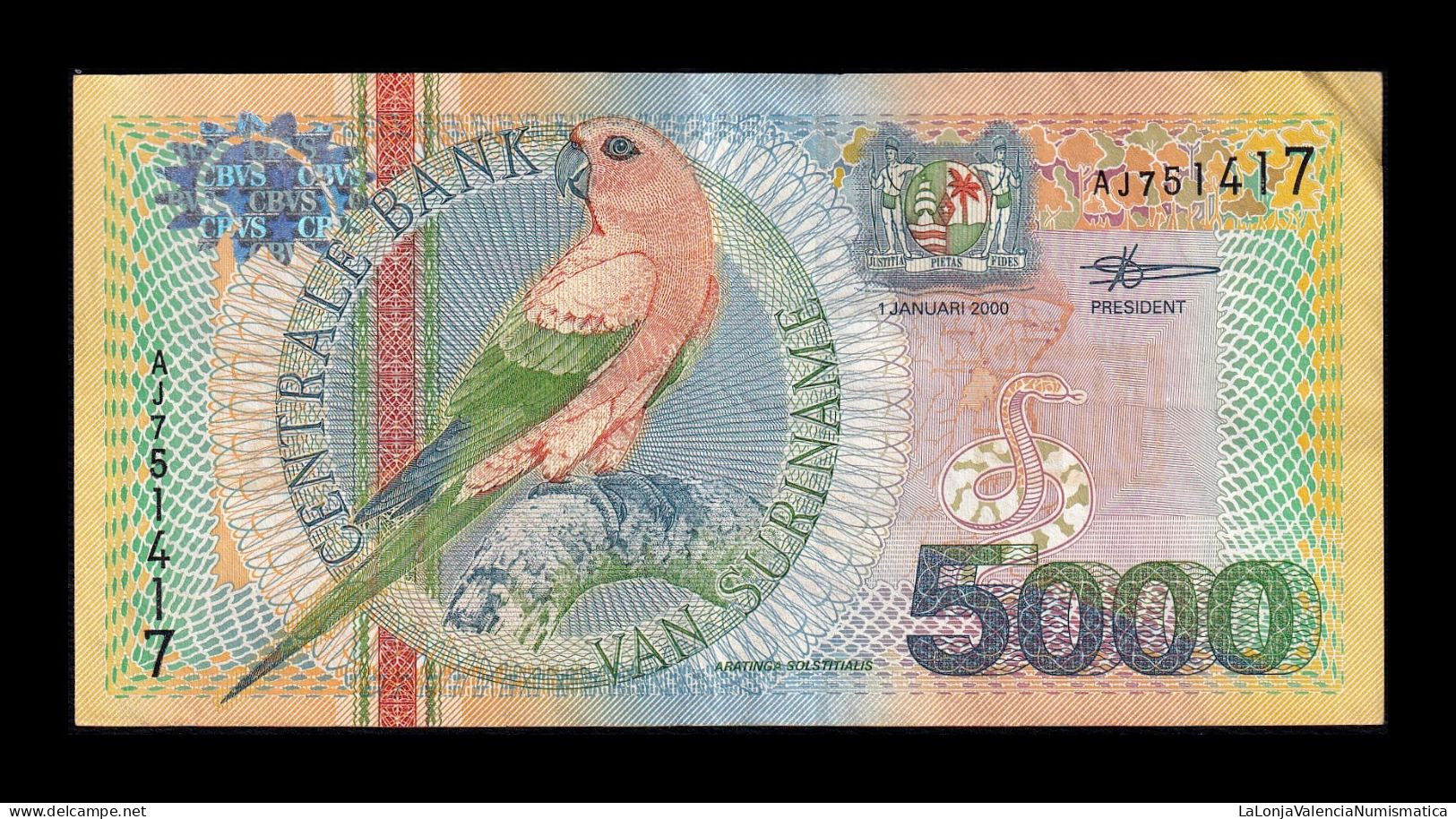 Surinam Suriname 5000 Gulden 2000 Pick 152 Mbc/+ Vf/+ - Surinam