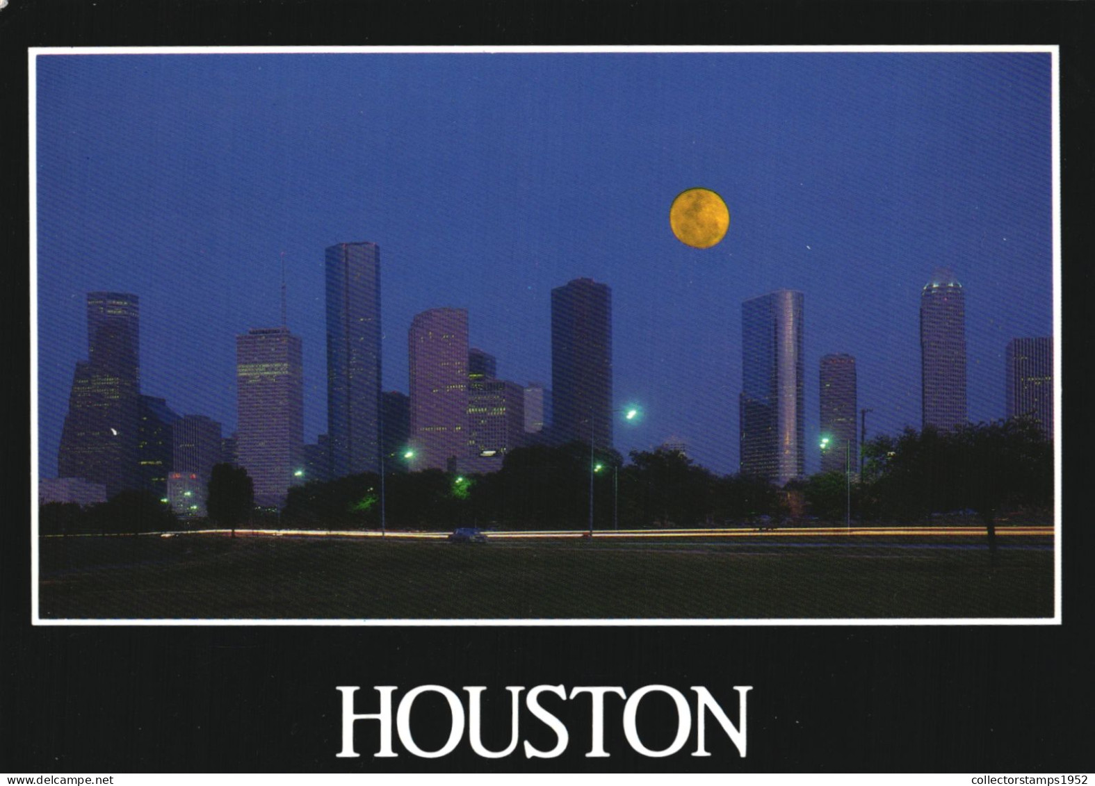 UNITED STATES, TEXAS, HOUSTON, NIGHT, MOON, CITY, SKILINE - Houston