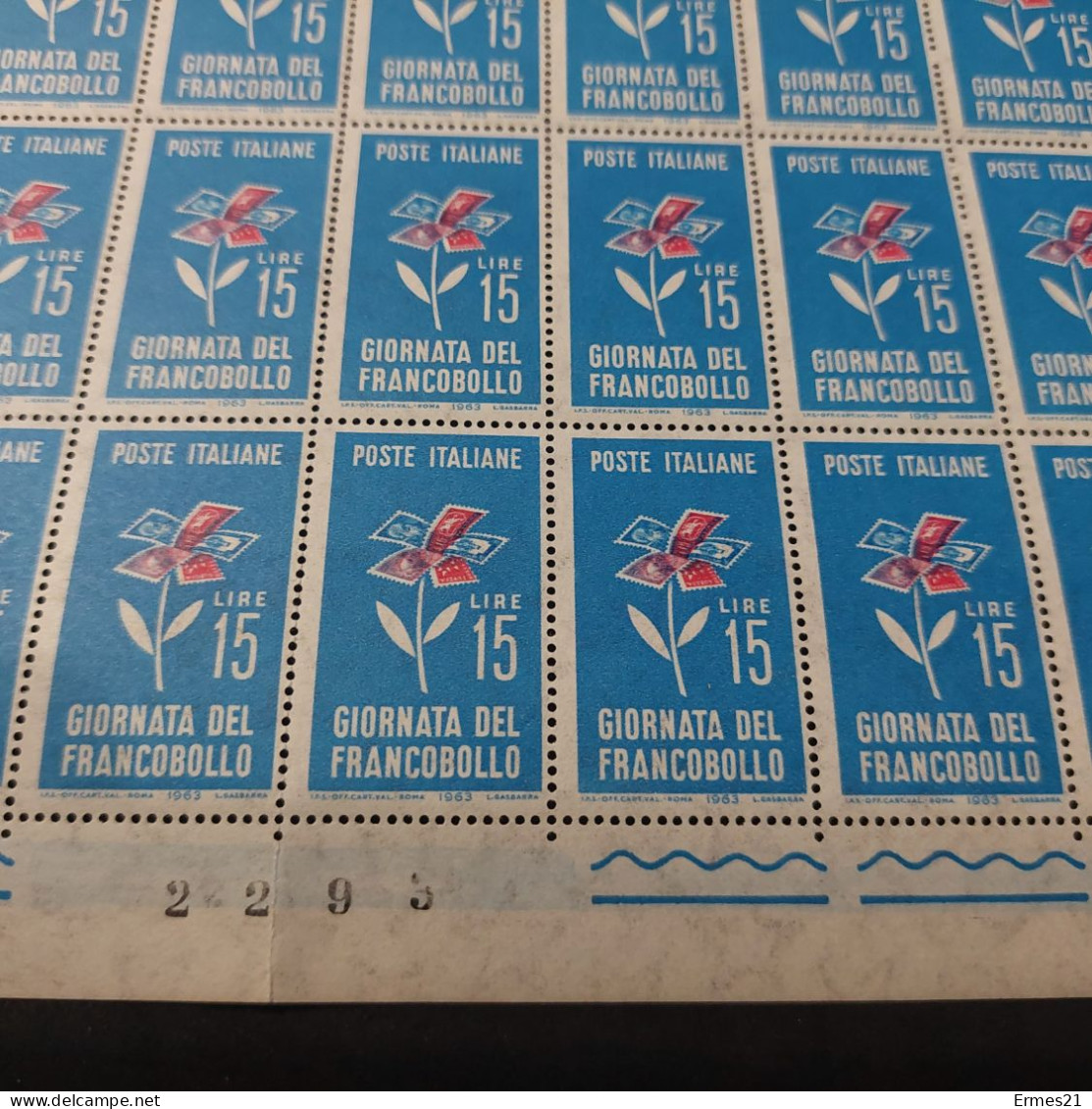 Francobolli 1963. Giornata Del Francobollo. . Condizioni Eccellenti. Nuovo. Valore Lire 15×50pz. - Hojas Completas