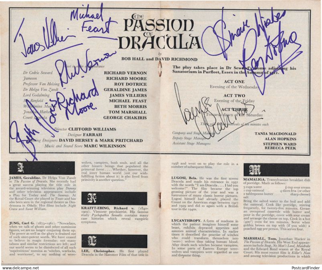 Dracula 8x Epic Hand Signed George Chakiris Richard Vernon Theatre Programme - Actors & Comedians
