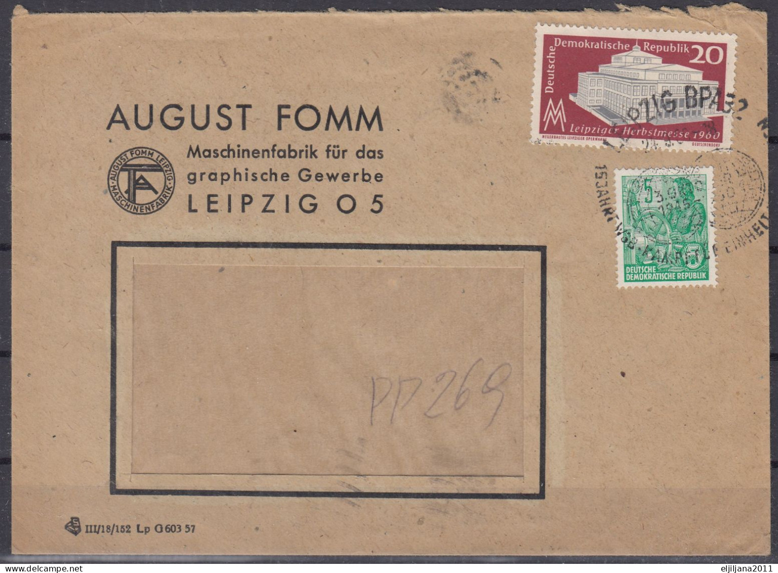 SALE !! 50 % OFF !! ⁕ Germany DDR 1960 ⁕ August Fomm, LEIPZIG Cover With A Window To Zagreb - Umschläge - Gebraucht